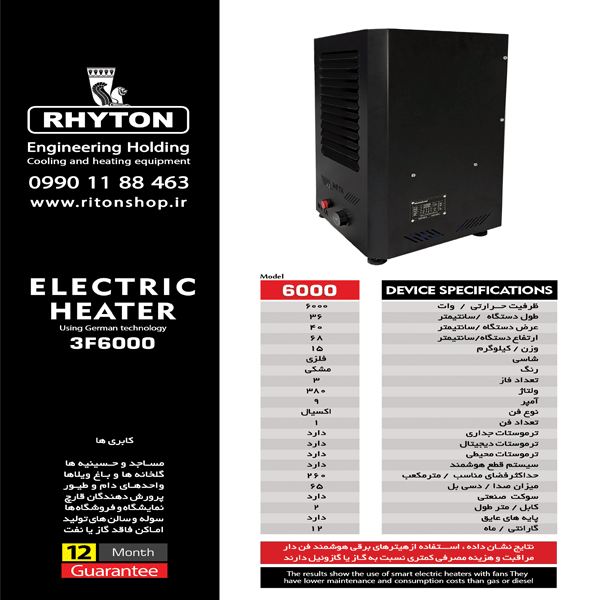 گرمای هوشمنددرقلب صنعت باهیتر فن دار ریتون شاپ